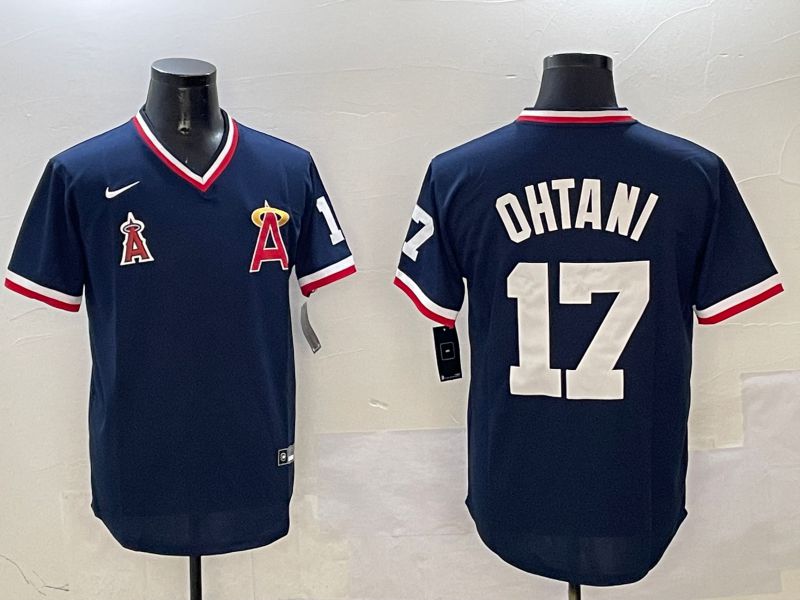 Men Los Angeles Angels #17 Ohtani Blue Throwback Game 2025 Nike MLB Jersey style 2->los angeles angels->MLB Jersey